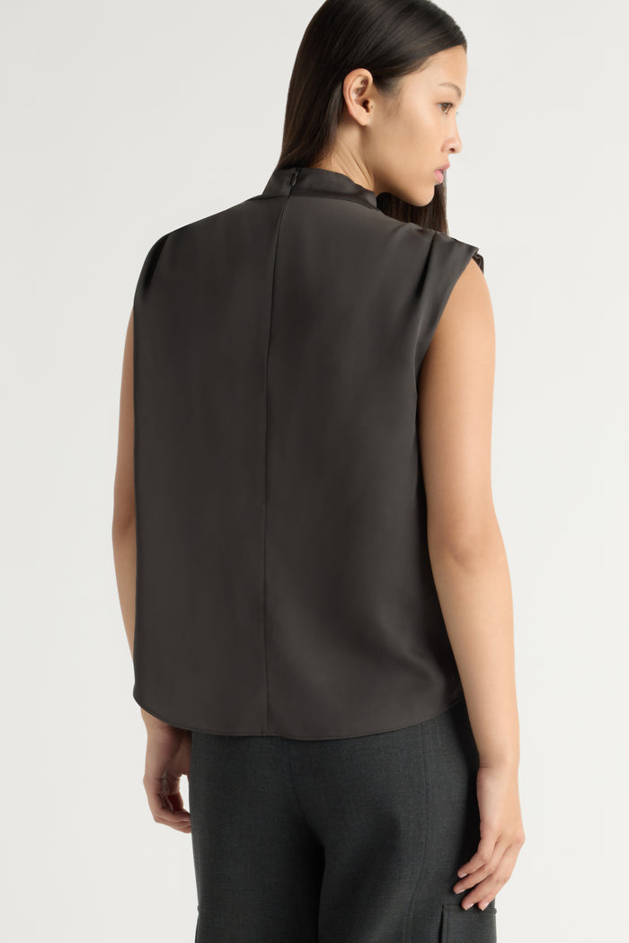 May-Li | Allegra Gathered-Neck Sleeveless Blouse in Size Small