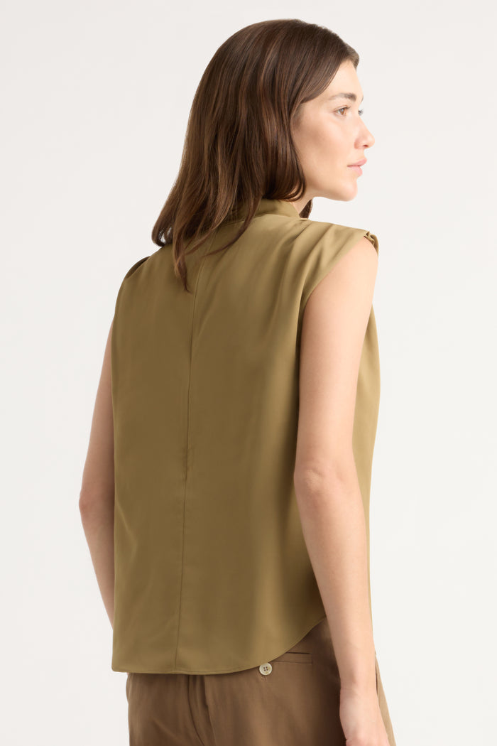 Renée | Allegra Gathered-Neck Sleeveless Blouse in Size Extra Small