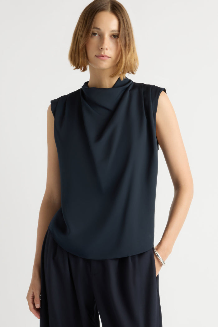 Mali | Allegra Gathered-Neck Sleeveless Blouse in Size Small