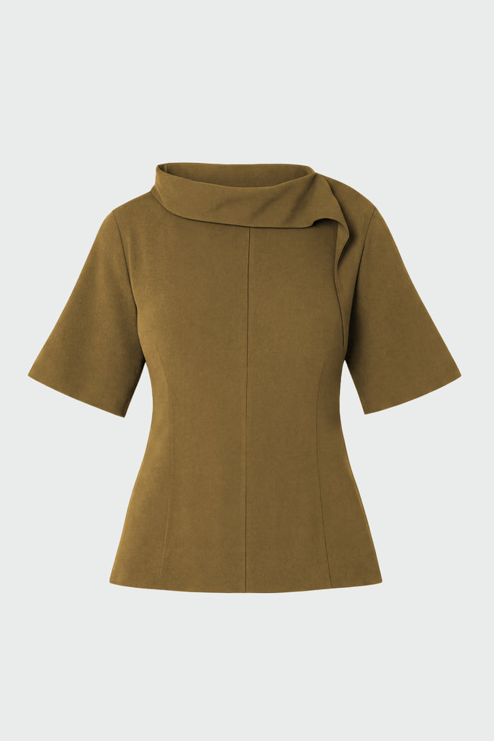 Renée | Allie Foldover Scarf-Neck Blouse in Size Small - Flat