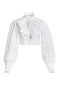 ALVINA CROPPED BLOUSE W BOW - WHITE