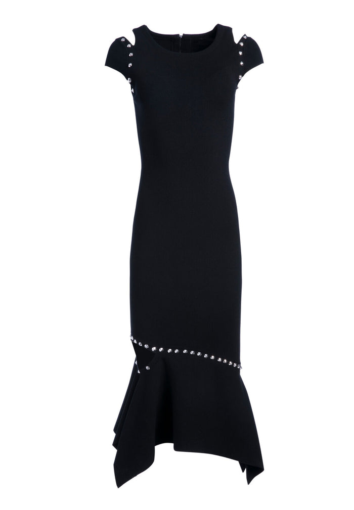 AMEERA STUDDED MIDI DRESS - BLACK