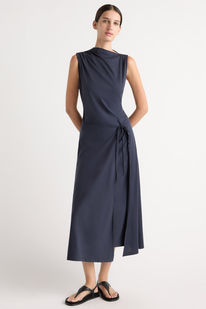 Karolina | Amelia Asymmetric-Neck Wrap Dress in Size Extra Small