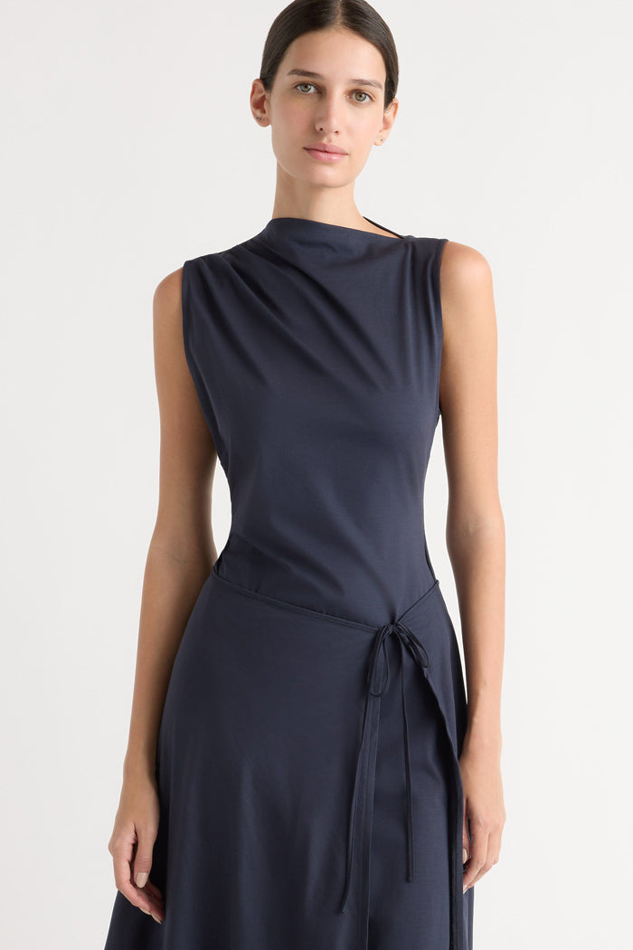 Karolina | Amelia Asymmetric-Neck Wrap Dress in Size Extra Small