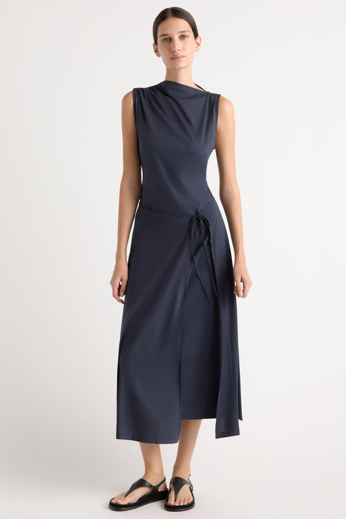 Karolina | Amelia Asymmetric-Neck Wrap Dress in Size Extra Small