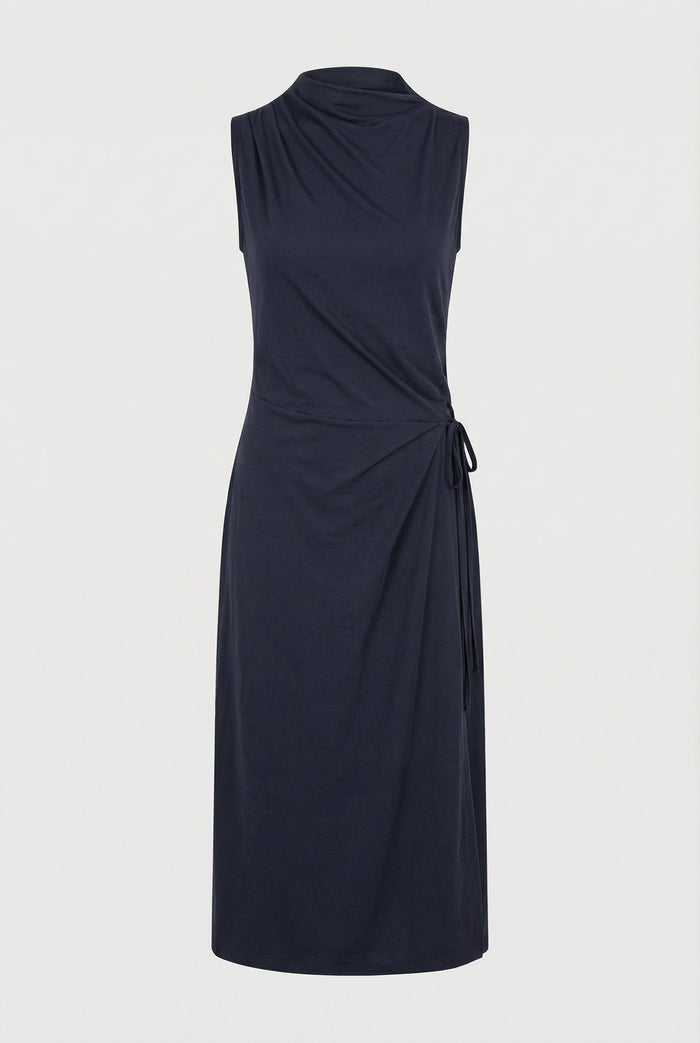 Karolina | Amelia Asymmetric-Neck Wrap Dress in Size Extra Small - Flat