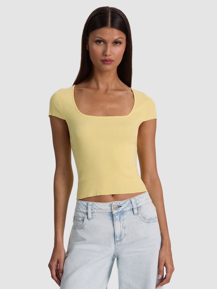 ANAIS RIBBED BABY TEE - BUTTER