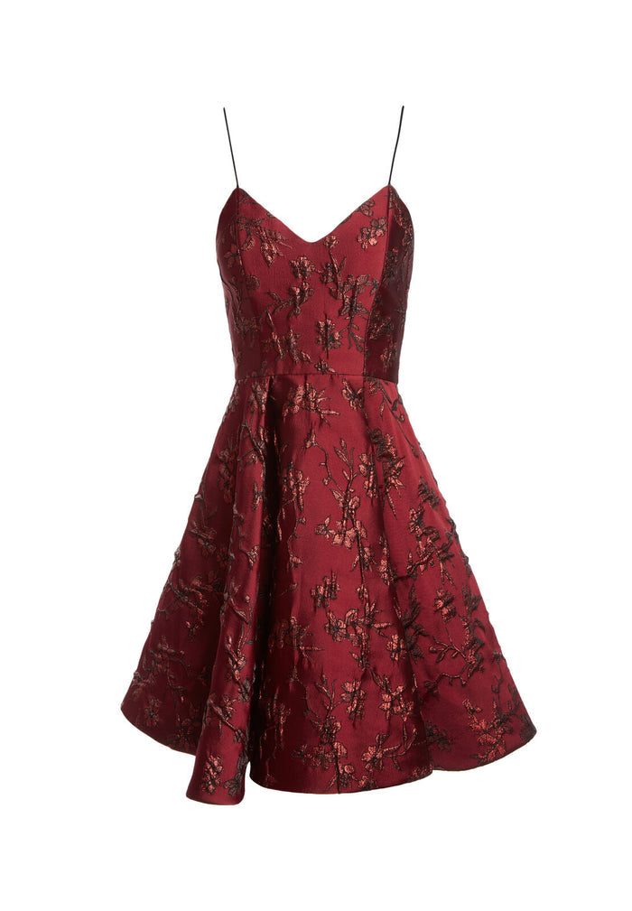 ANETTE DEEP PLEAT PARTY DRESS - BORDEAUX