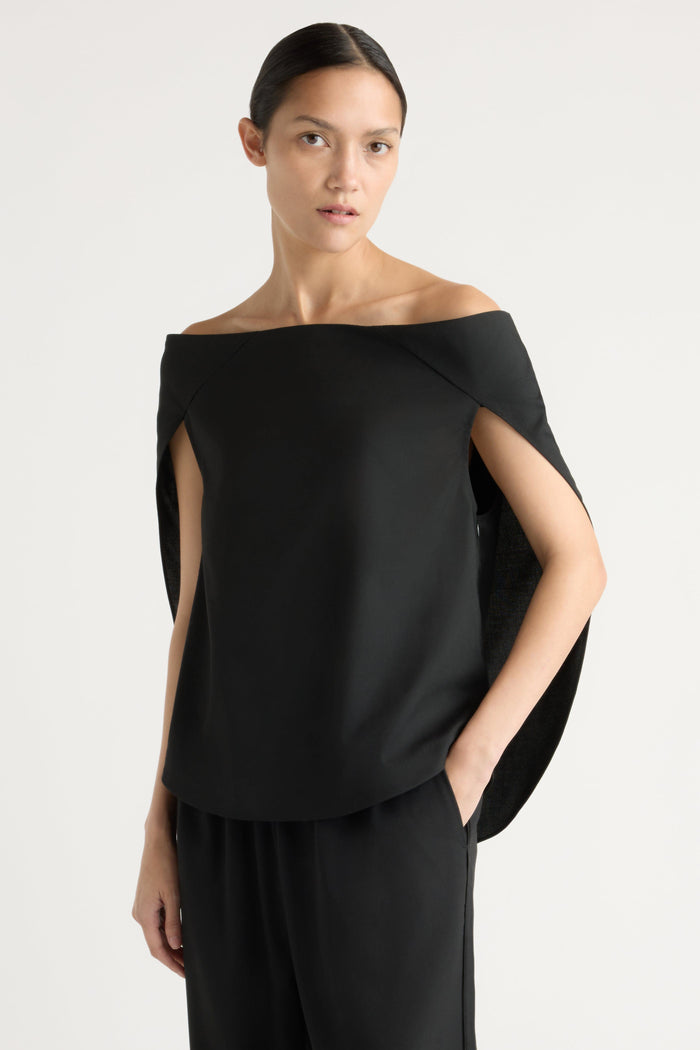Charlotte | Angeli Off-Shoulder Back-Drape Blouse in Size Small