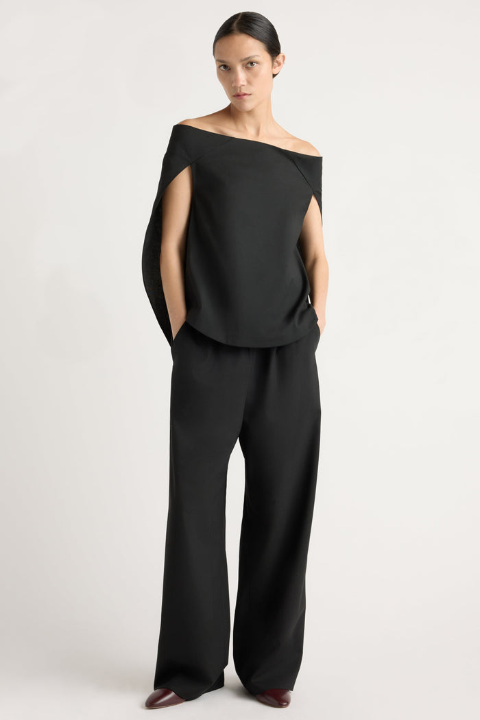 Charlotte | Angeli Off-Shoulder Back-Drape Blouse in Size Small