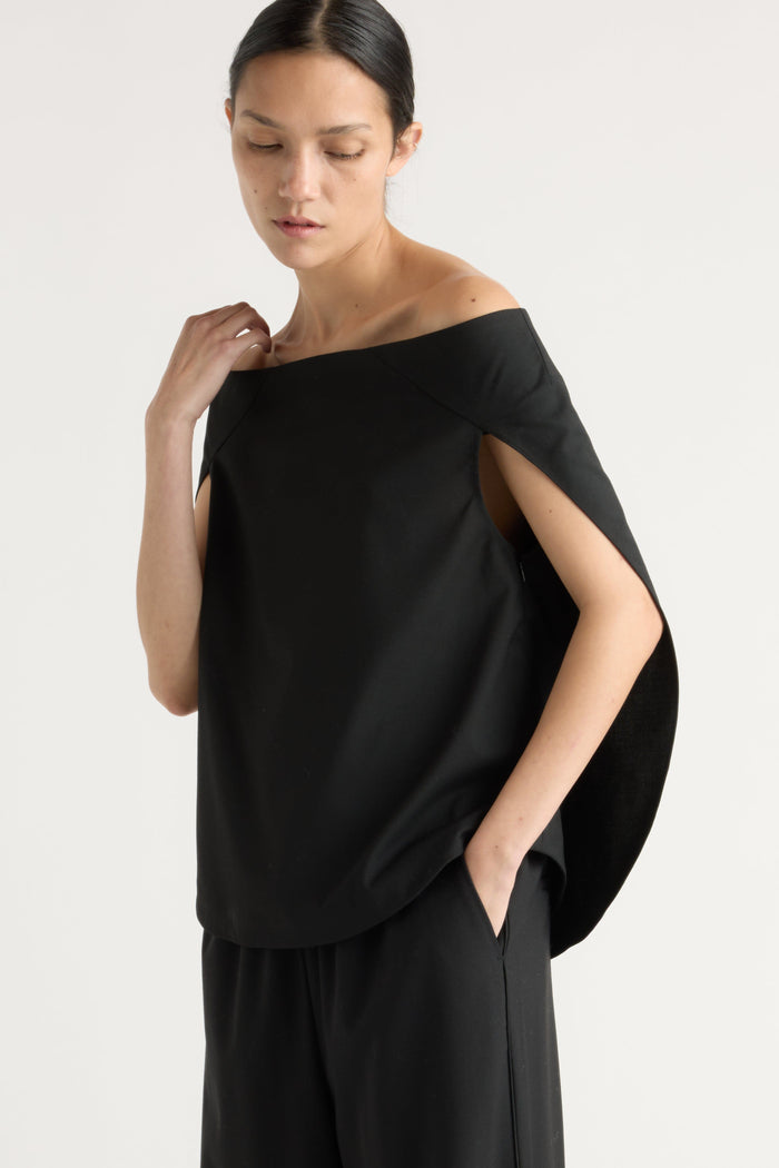 Charlotte | Angeli Off-Shoulder Back-Drape Blouse in Size Small