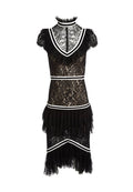 ANNETTA PLTD TIER RUFFLE DRESS - BLACK/OFF WHITE