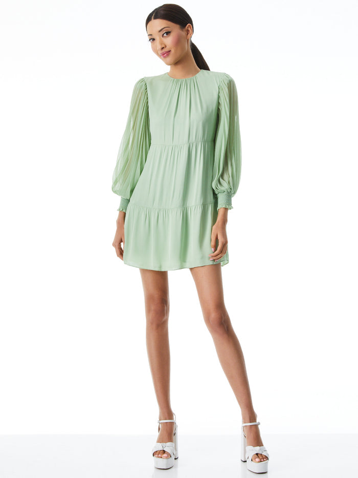 ANTONETTE CREW NECK MINI DRESS - SEAFOAM