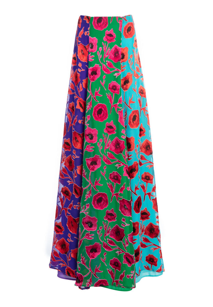 AQUINNAH FLORAL PRINT MAXI SKIRT - POPPY GARDEN EMERALD
