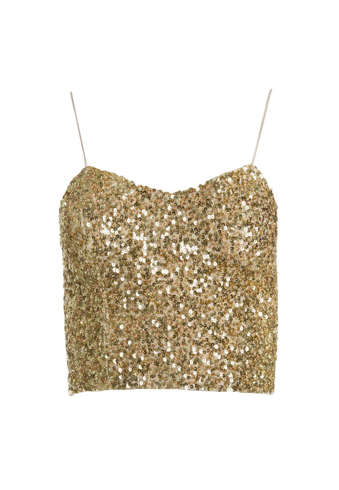 ARCHER EMBELL CROPPED CAMI - SESAME/PALE GOLD