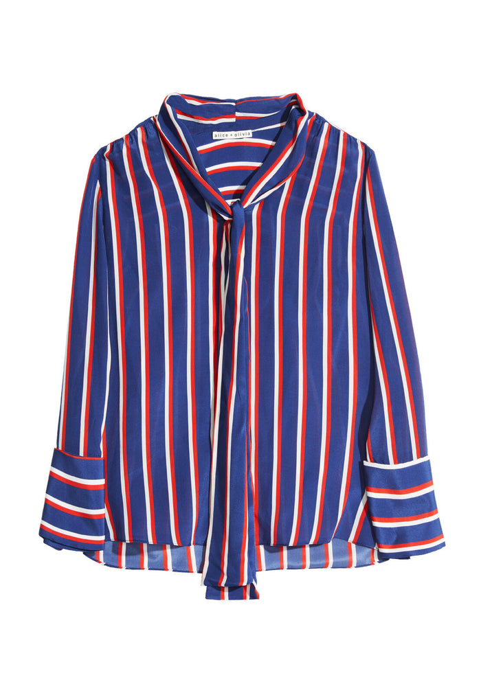 ARIE TIE NK FRENCH CUFF TOP - COLLAGE STRIPE