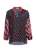 ASHA BLOUSON SLV V NK BLOUSE - DITSY PAISLEY BLK/MULTI