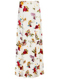 ATHENA DOUBLE SLIT MAXI SKIRT - COLORFUL BOUQUET SOFT WHITE