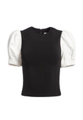 AUBREY PUFF SLEEVE CROP TOP - BLACK/WHITE