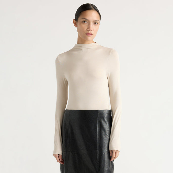 Charlotte | Ava Mock-Neck Long-Sleeve Tee in Size Small