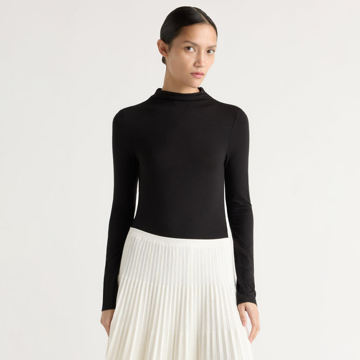 Charlotte | Ava Mock-Neck Long-Sleeve Tee in Size Small