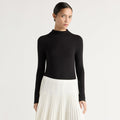 Charlotte | Ava Mock-Neck Long-Sleeve Tee in Size Small