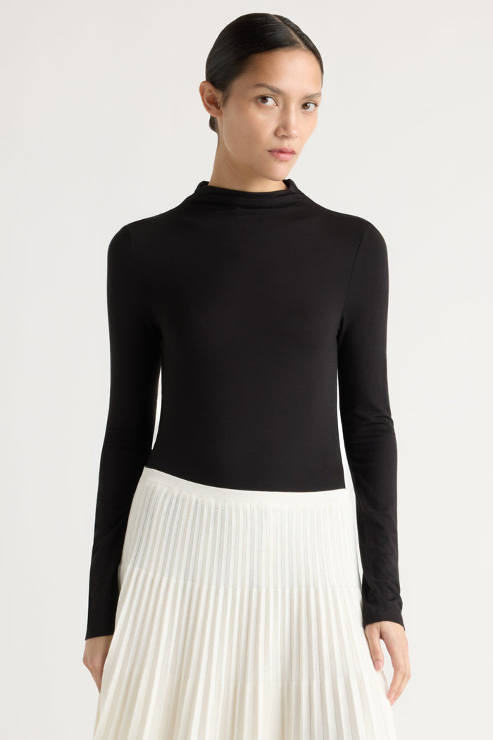 Charlotte | Ava Mock-Neck Long-Sleeve Tee in Size Small