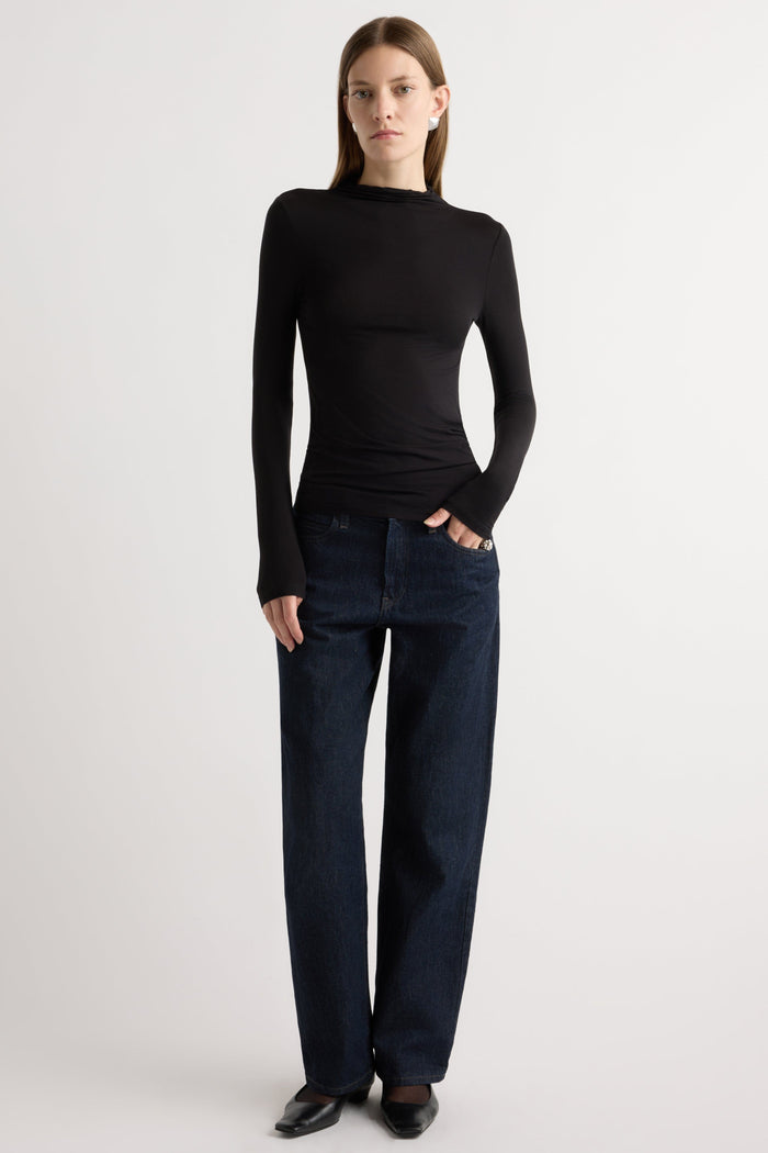 Marije | Ava Mock-Neck Long-Sleeve Tee in Size Small