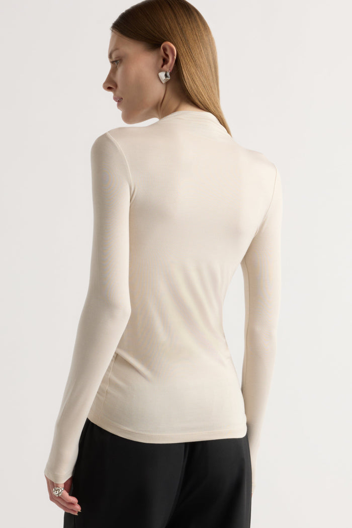 Marije | Ava Mock-Neck Long-Sleeve Tee in Size Small