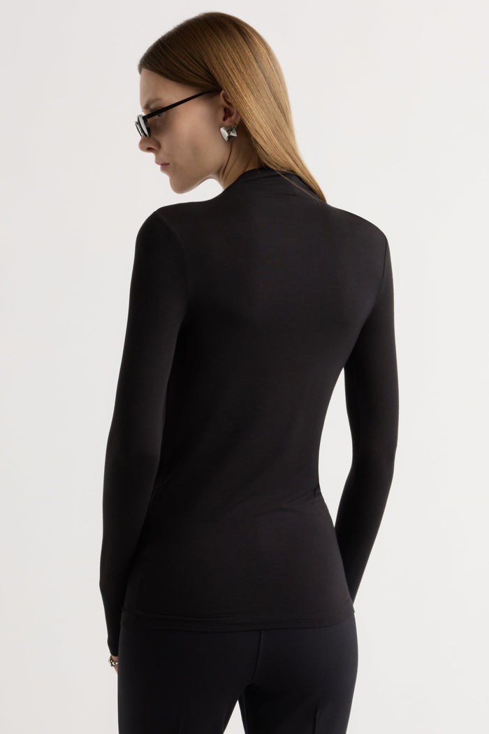 Marije | Ava Mock-Neck Long-Sleeve Tee in Size Small