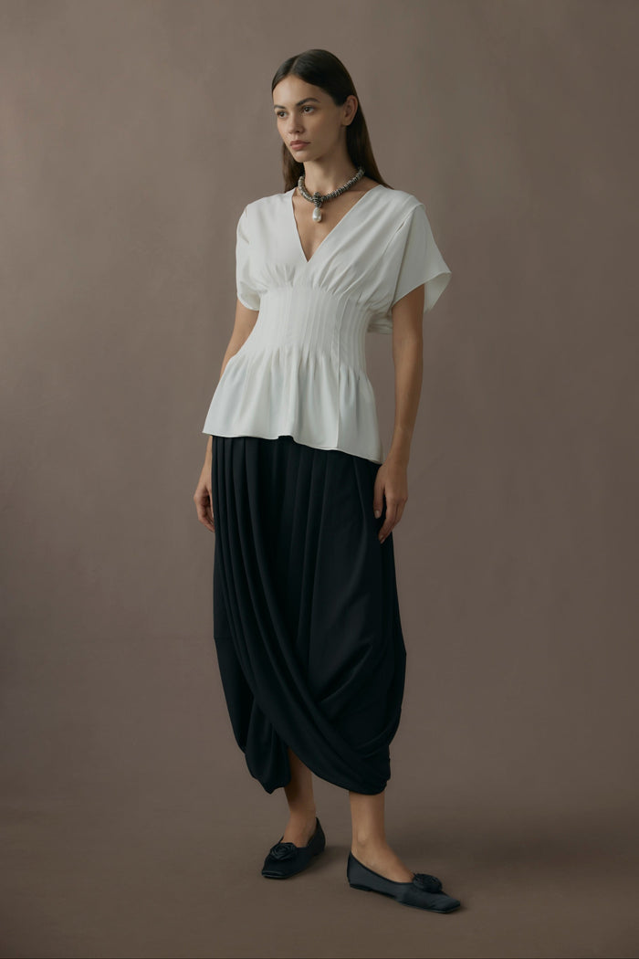 Beate | Azalea Gathered-Drape Cocoon Skirt in Size Extra Small
