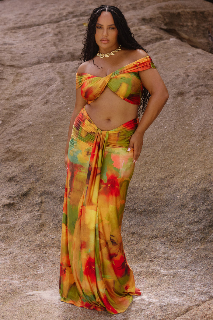 Azura Jersey Maxi Skirt in Solara