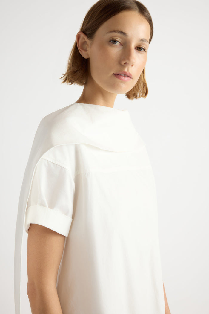 Mali | Babba Shirred Scarf-Neck Dress in Size Small
