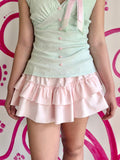 Basic smocked skirt (pink)