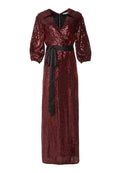 BAYLEY EMBELL MAXI SHIRT DRESS - BORDEAUX/BLACK