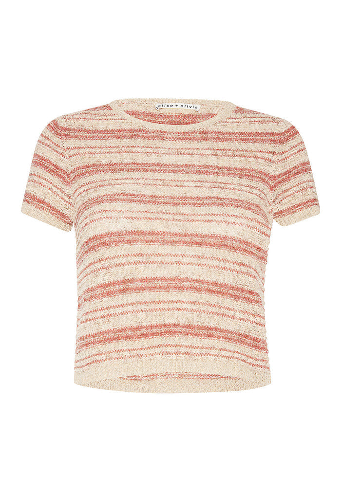 BAYLOR SS TEXTURED CREWNK - DUSTY ROSE MULTI