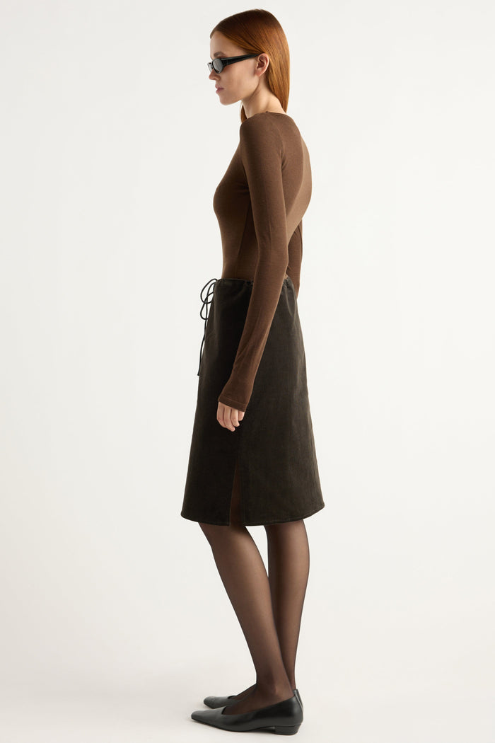 Kelsey | Bellamy Corduroy Tie-Waist Skirt in Size Small