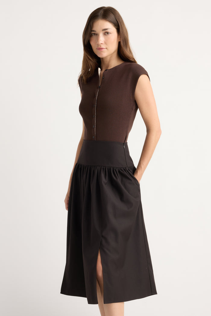 Renée | Blair Drop-Waist Suiting Skirt in Size Small