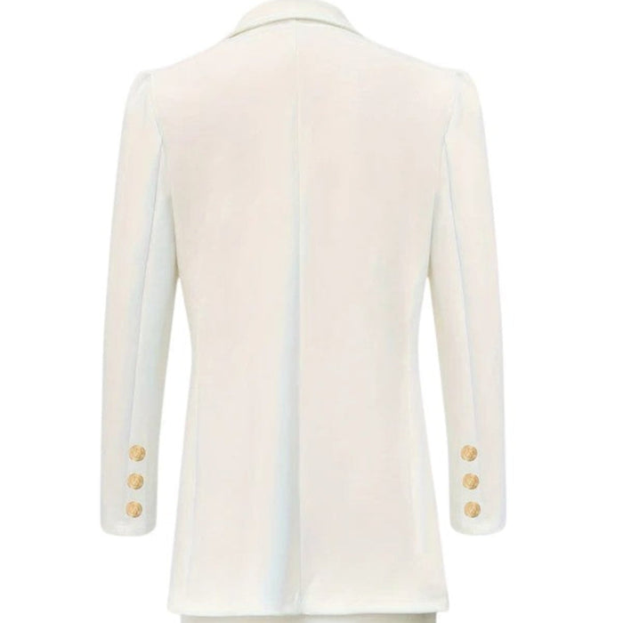 Blazer Women Double-Breasted Tailored Gold Button Formal Jacket