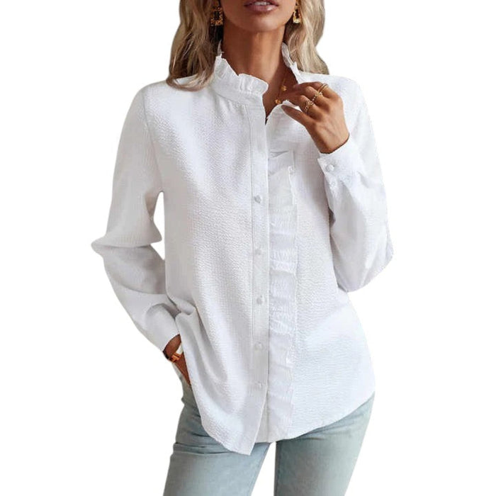 Blouse Women Striped Long Sleeve Classic Fit