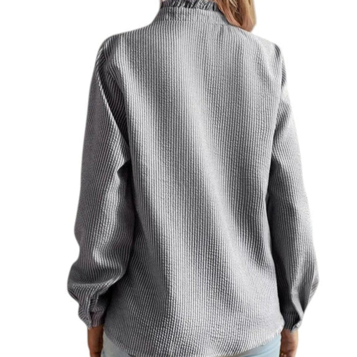 Blouse Women Striped Long Sleeve Classic Fit