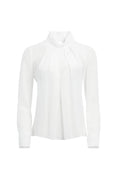 BOE MOCK NECK PLEATED BLOUSE - OFF WHITE