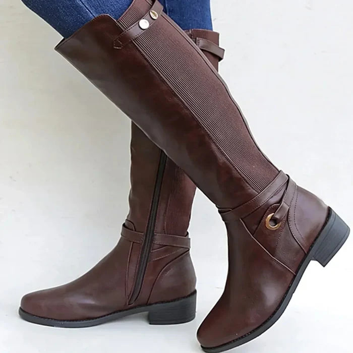 Boots Women Calf Length Adjustable Closure Slip Resistant Sole