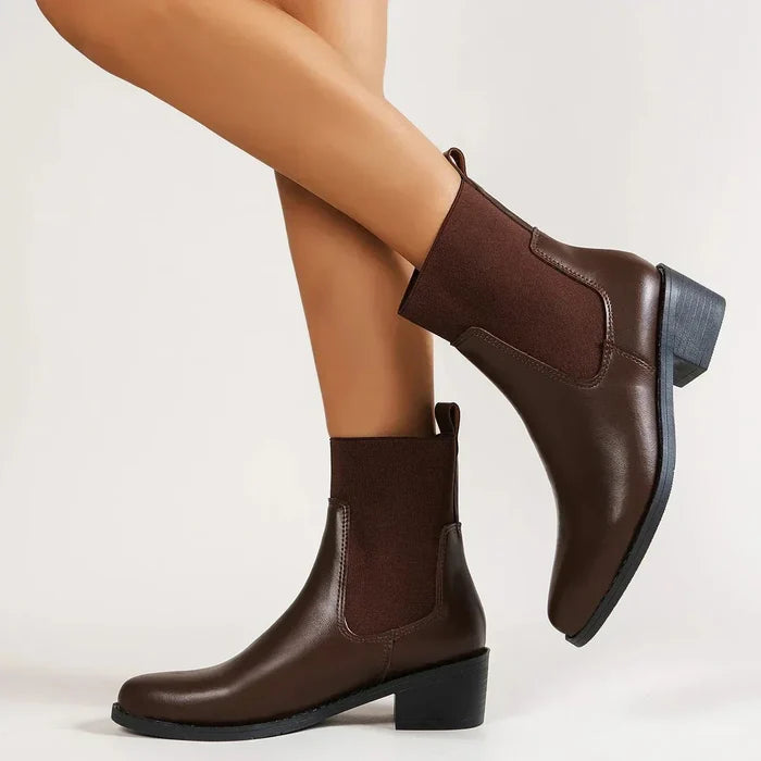 Boots Women Chelsea Design Pointed Toe Block Heel Winter