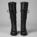 Boots Women Knee High Lace Up Block Heel Length