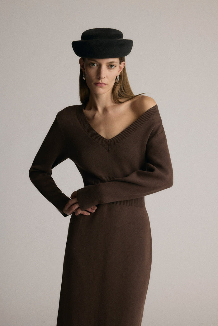Marije | Bora Off-Shoulder V-Neck Sweater Dress in Size Small