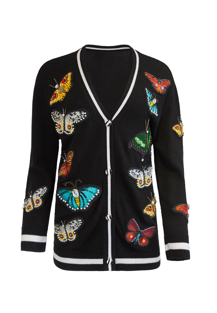 BRADFORD BUTTERFLY GRANDPA CARDIGAN - BLACK/MULTI