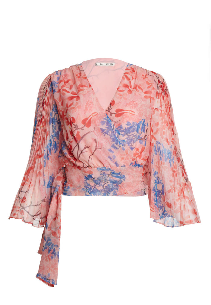 BRAY PLEAT SLV WRAP TOP - LOLA FLORAL