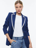 BREANN FITTED BLAZER - INDIGO/OFF WHITE
