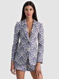 BREANN PRINTED BLAZER - OFF WHITE/TWILIGHT BLUE MULTI